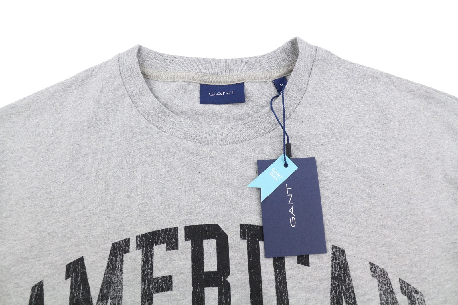 GANT Collegiate SS Men T-Shirt M Grey Melange Tricot Crew Neck Short Sleeve