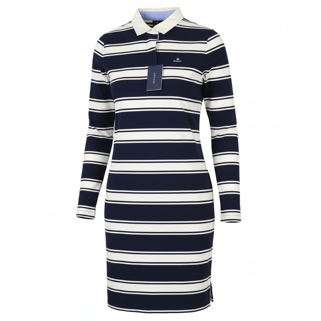 GANT Striped Heavy Rugger Women Dress M Evening Blue Straight Cut Knee-Length