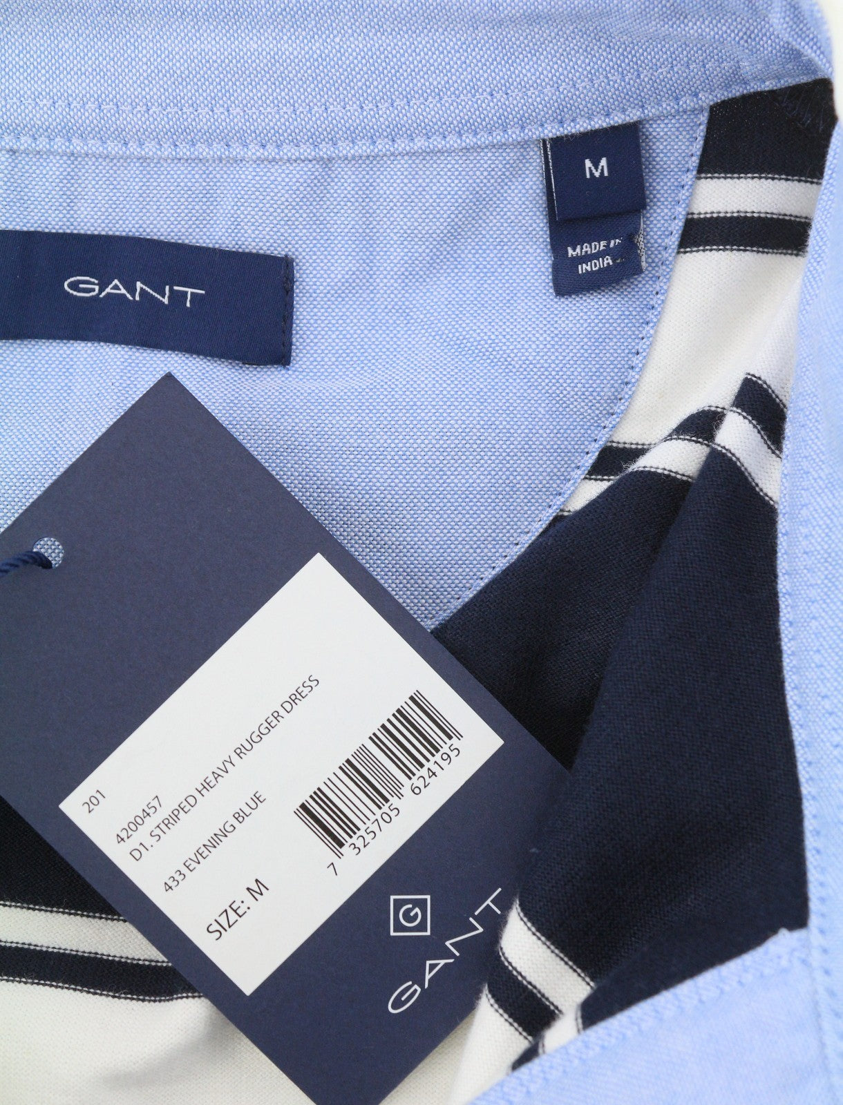 GANT Striped Heavy Rugger Women Dress M Evening Blue Straight Cut Knee-Length
