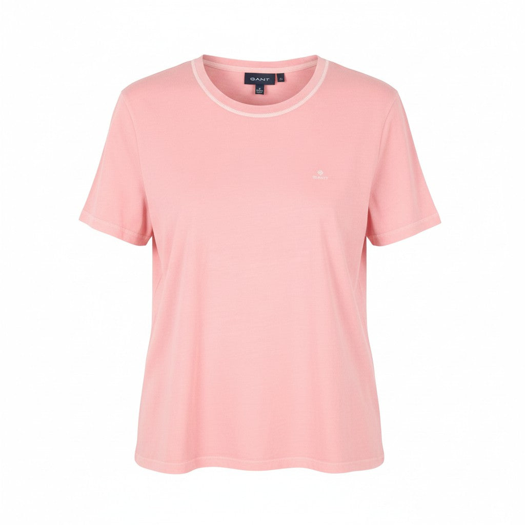 GANT Sunfaded C-Neck SS Men T-Shirt 2XL Preppy Pink Cotton Tricot Short Sleeve