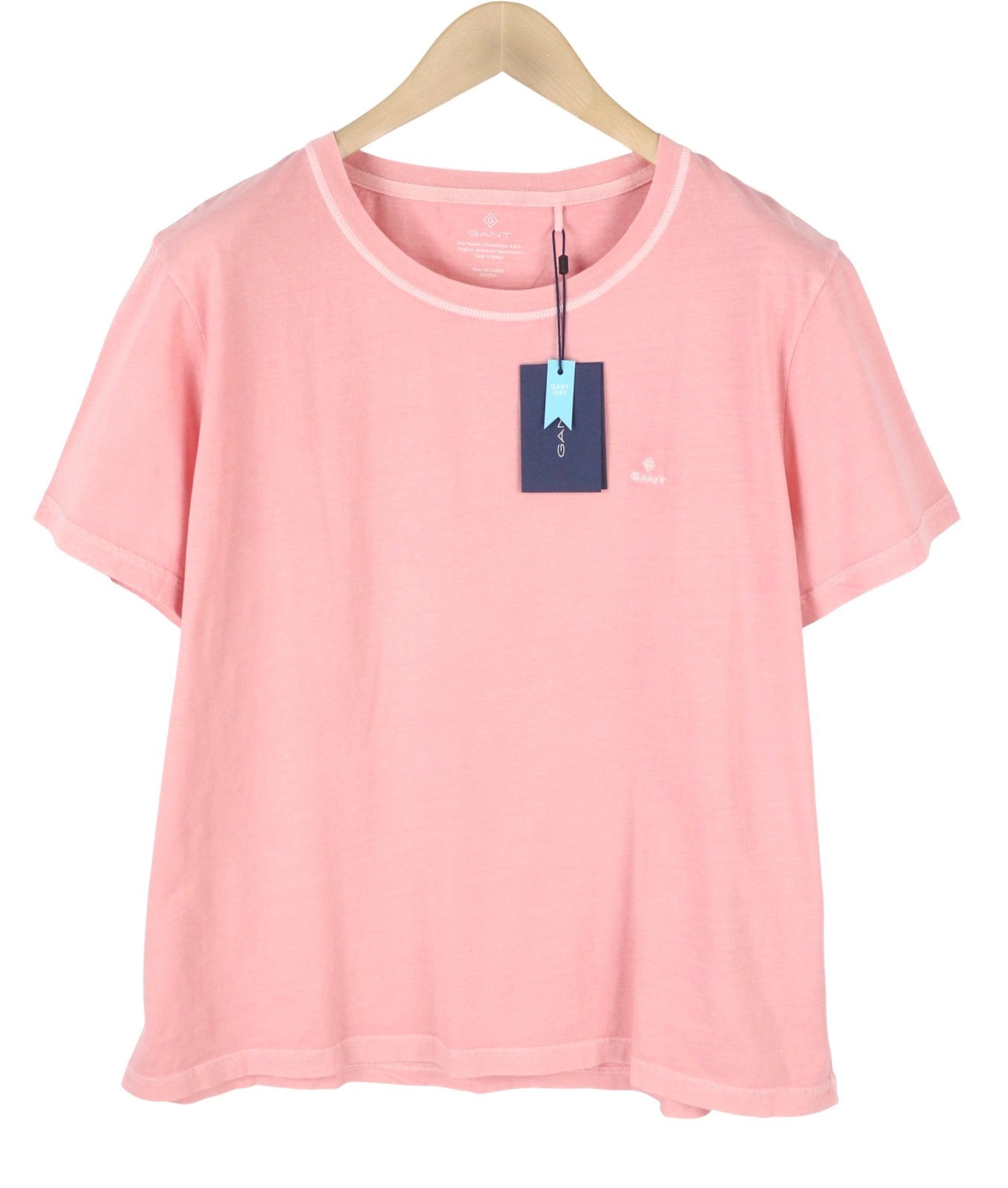 GANT Sunfaded C-Neck SS Men T-Shirt 2XL Preppy Pink Cotton Tricot Short Sleeve