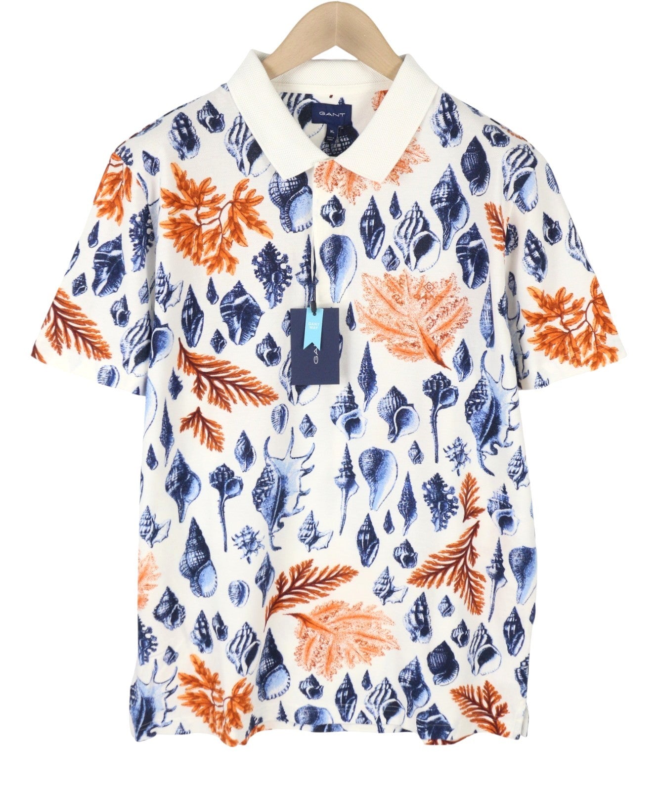 GANT Seaside SS Rugger Men Polos XL Eggshell Patterned Short Sleeve T-Shirt