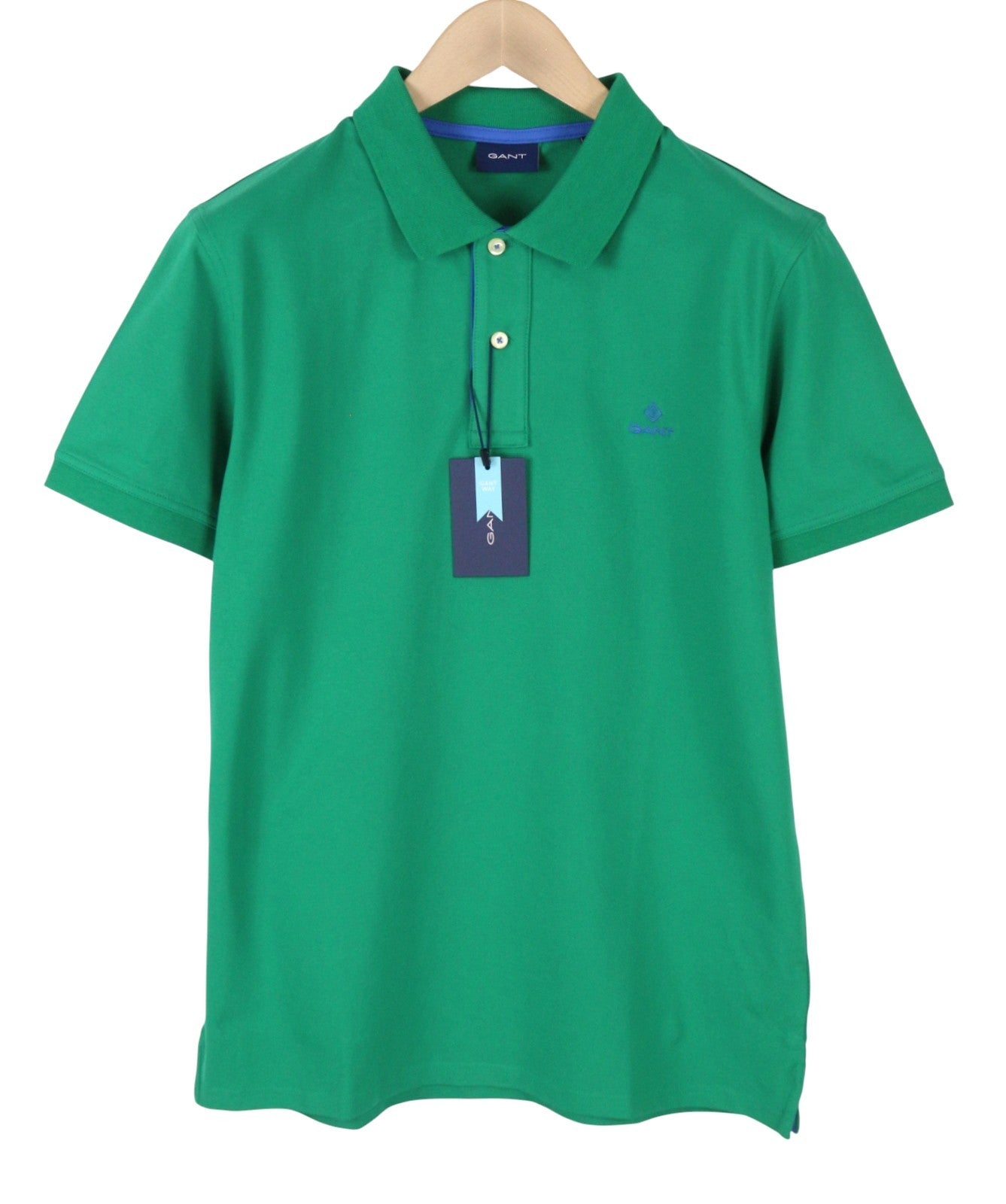 GANT Contrast Collar Pique SS Rugger Men Polos L Lush Green Embroidered Logo