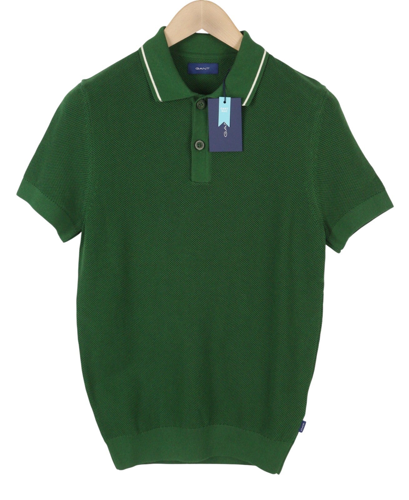 GANT SS Pique Texture Men Polos S Forest Green Organic Short Sleeve T-Shirt
