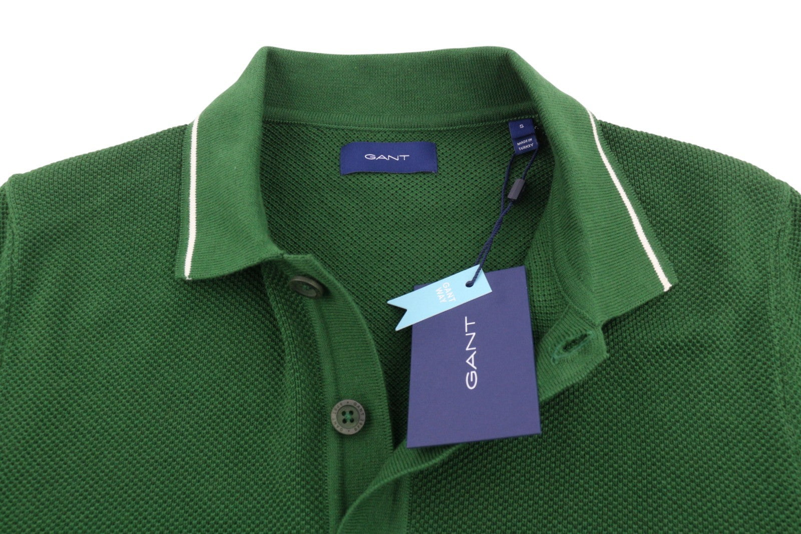 GANT SS Pique Texture Men Polos S Forest Green Organic Short Sleeve T-Shirt