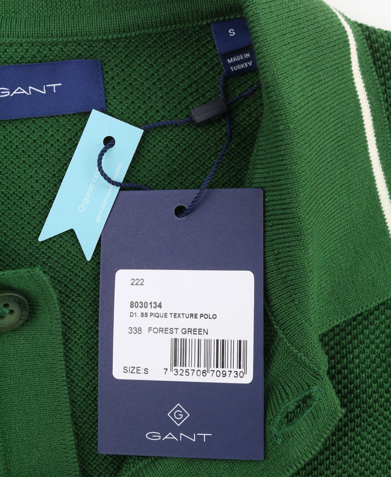 GANT SS Pique Texture Men Polos S Forest Green Organic Short Sleeve T-Shirt