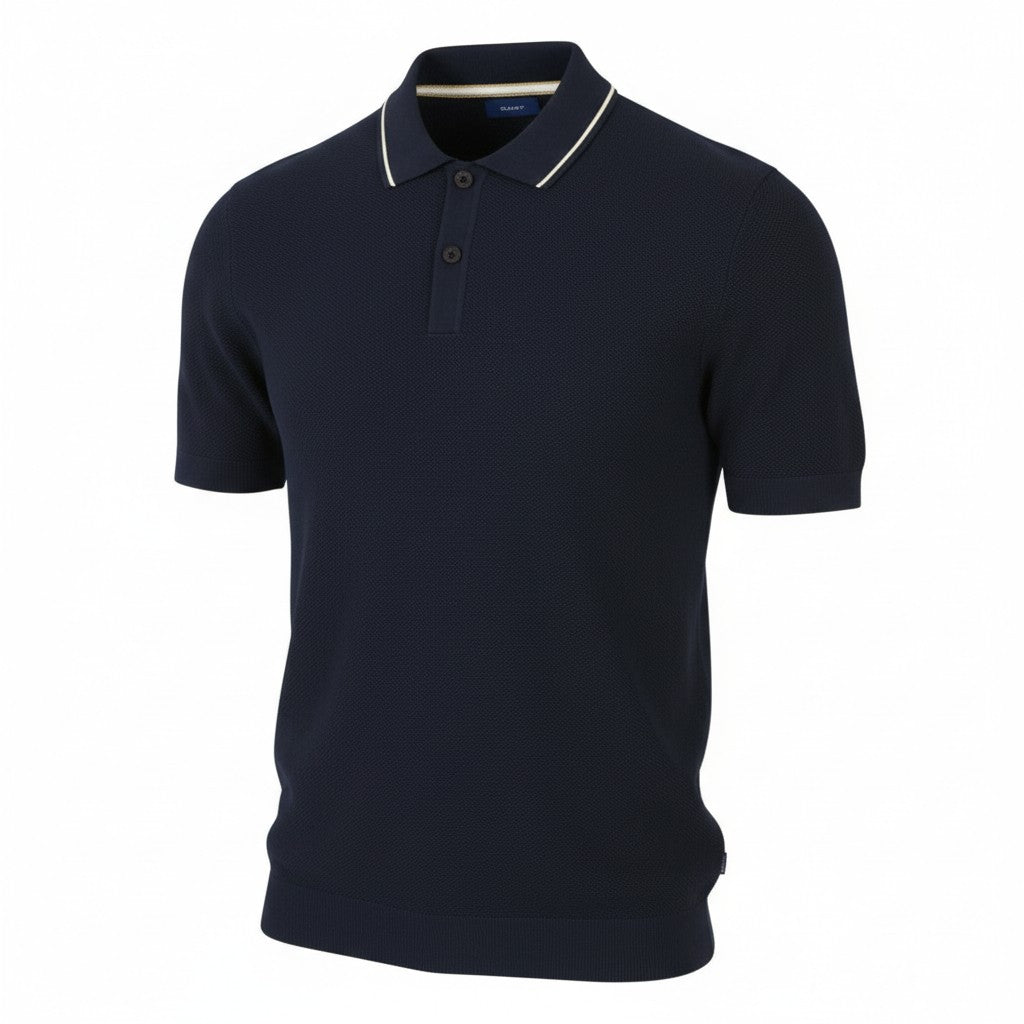GANT SS Pique Texture Men Polos 3XL Evening Blue Organic Short Sleeve T-Shirt