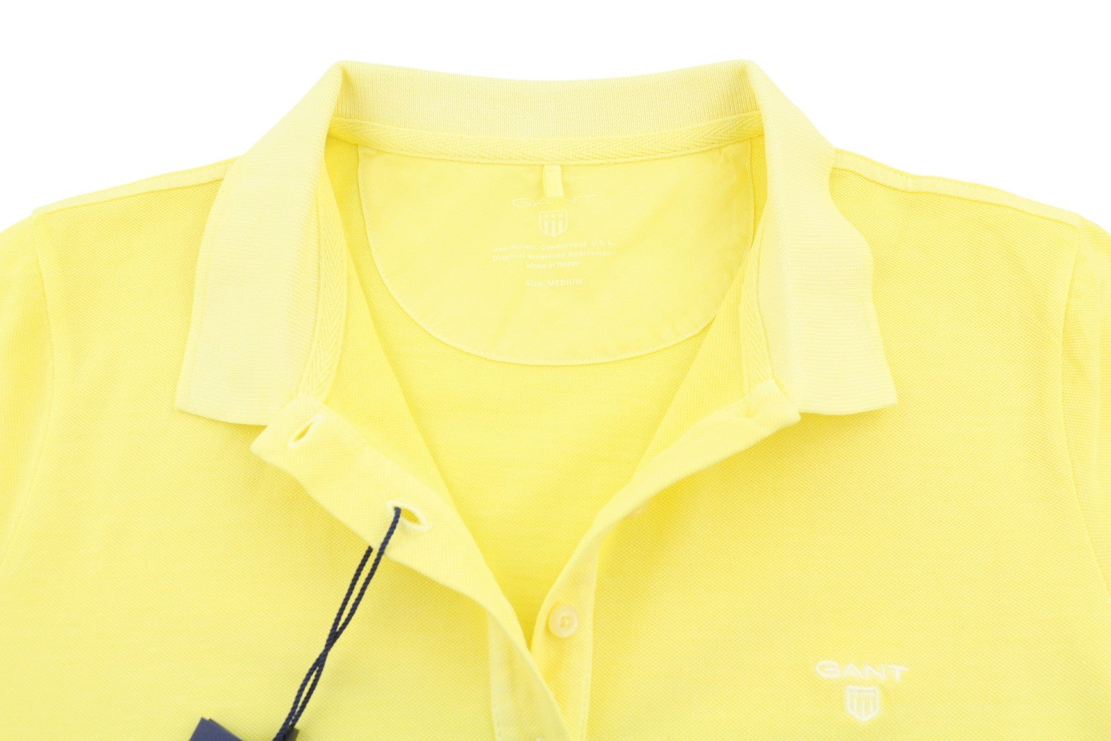 GANT Sunbleached SS Pique Women T-Shirt M Lemon Polo Short Sleeve Embroidered