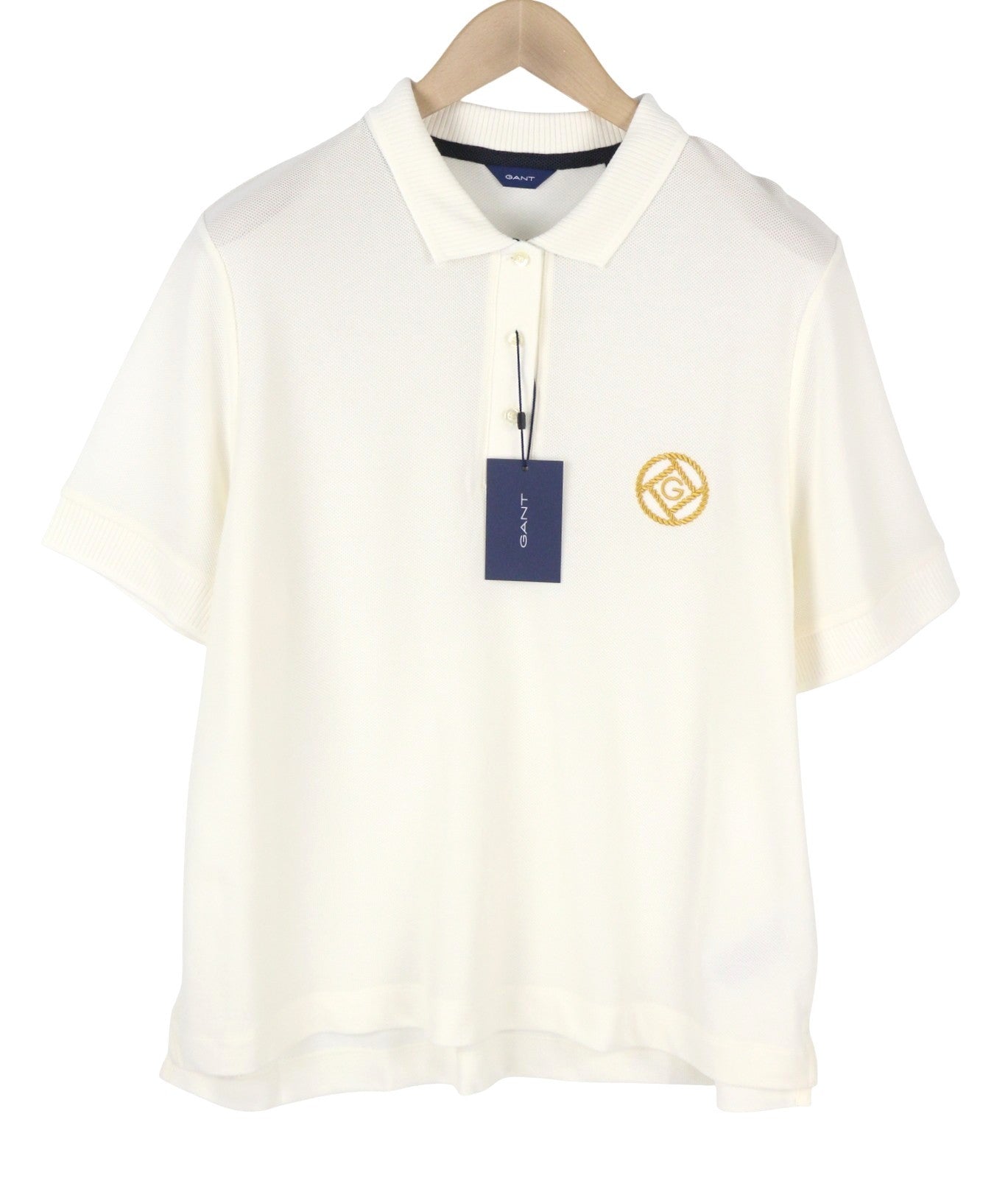 GANT Rope Icon SS Pique Women T-Shirt 2XL Eggshell Embroidered Logo Polo