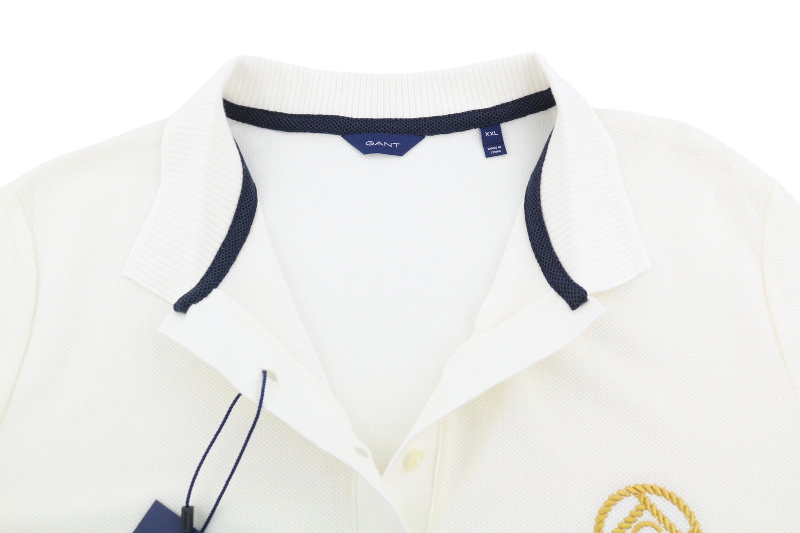 GANT Rope Icon SS Pique Women T-Shirt 2XL Eggshell Embroidered Logo Polo