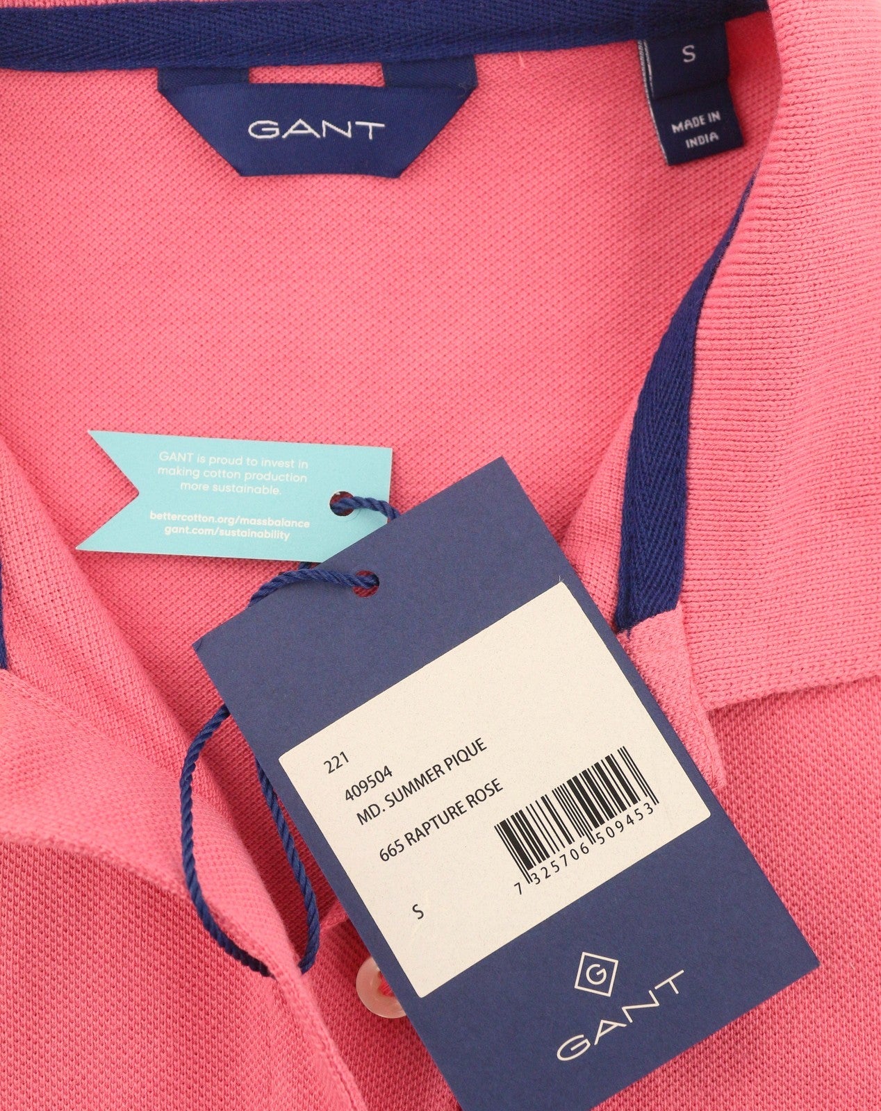 GANT Summer Pique Women T-Shirt S Rapture Rose Embroidered Polo Short Sleeve