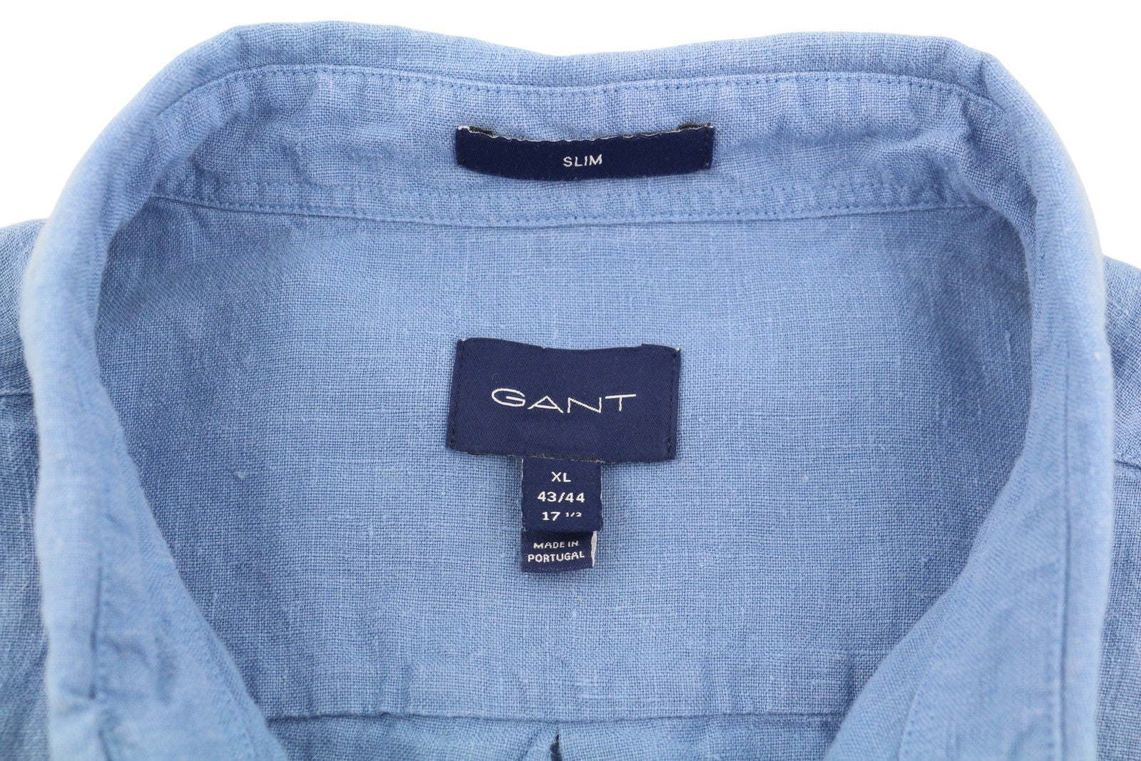 GANT GMT Dyed Linen Slim BD SS Men Shirt XL Mid Blue Button-Up Short Sleeve