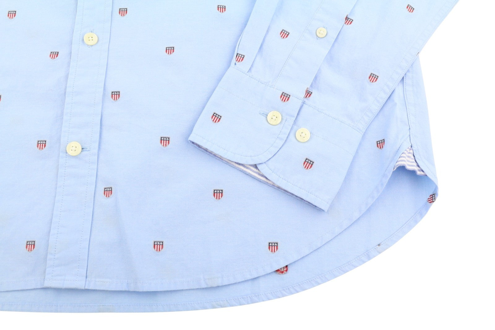 GANT Reg UT Shield Fil Coupe BD Men Shirt M Capri Blue Embroidered Logo Buttoned