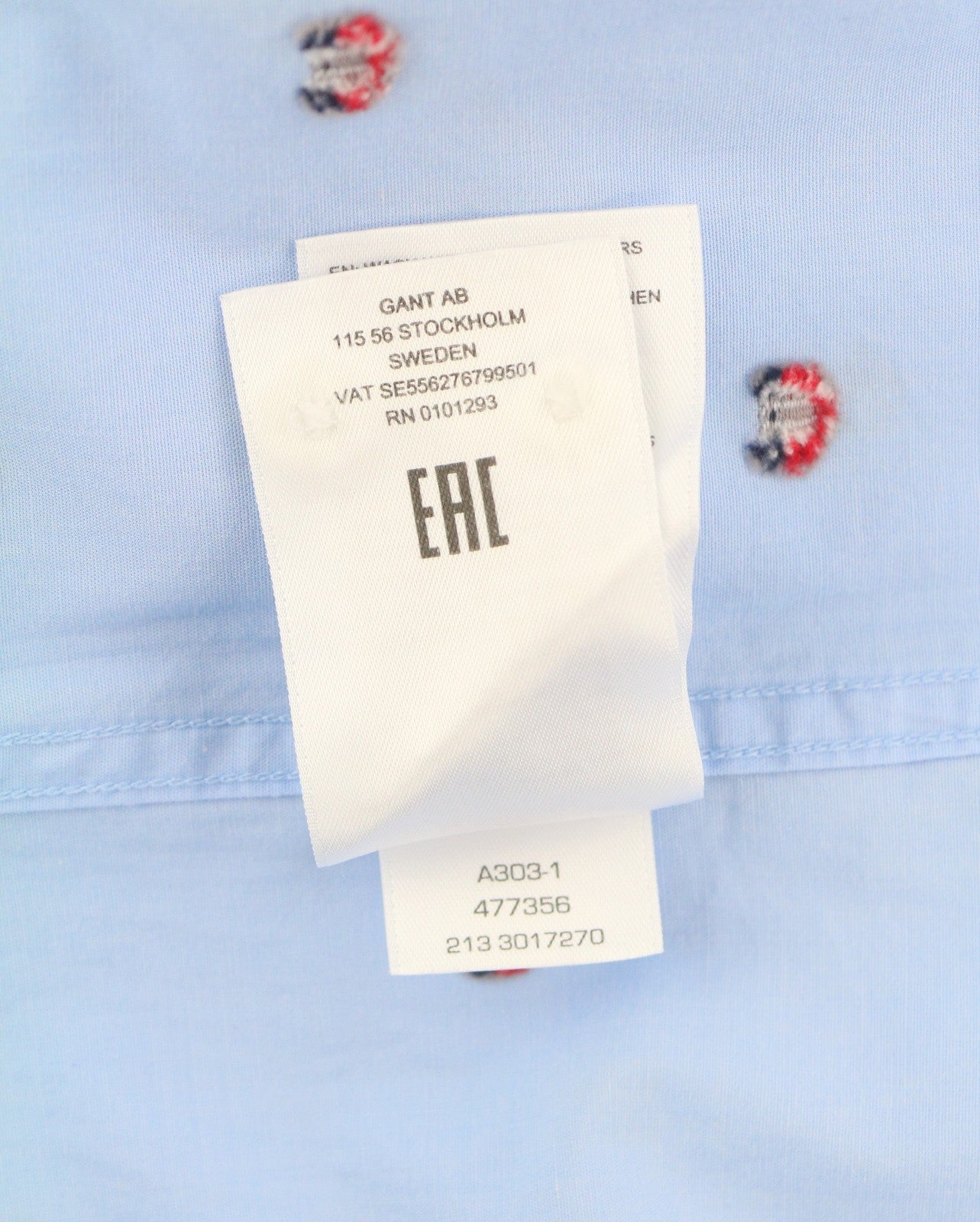 GANT Reg UT Shield Fil Coupe BD Men Shirt M Capri Blue Embroidered Logo Buttoned