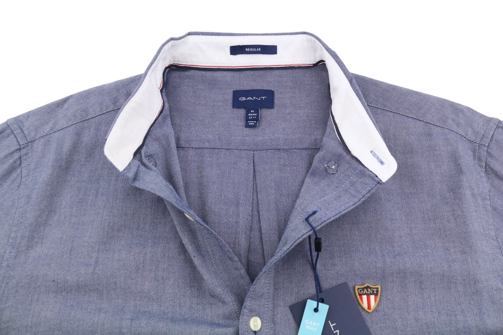 GANT Reg Oxf Banner Shield BD Men Shirt XL Persian Blue Button-Down Neck Logo