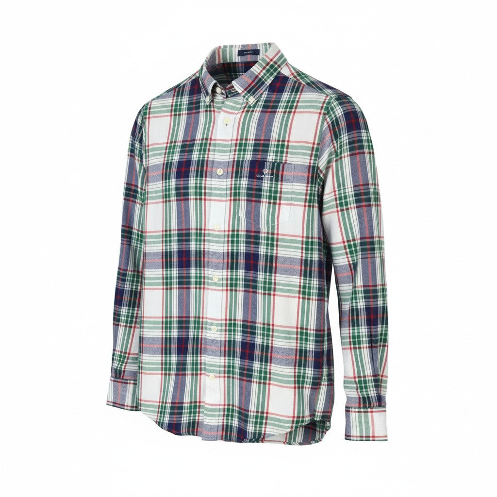 GANT Windblown Flannel Indigo Reg BD Men Shirt S Ivy Green Patch Pocket Buttoned