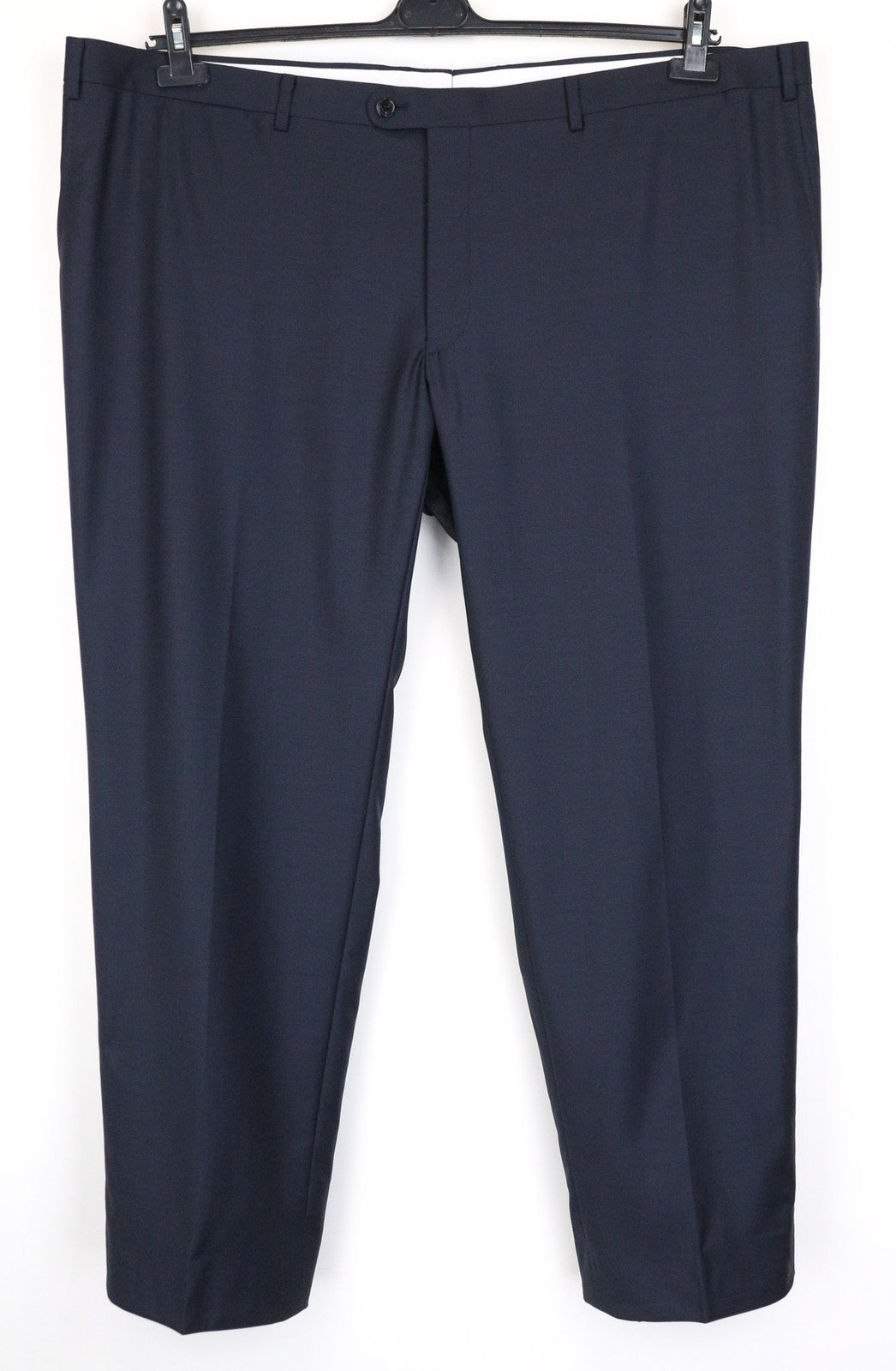 SUITSUPPLY Lazio Men's Trousers UK56S Blue Slim Melange Wool Classic Flat-Front