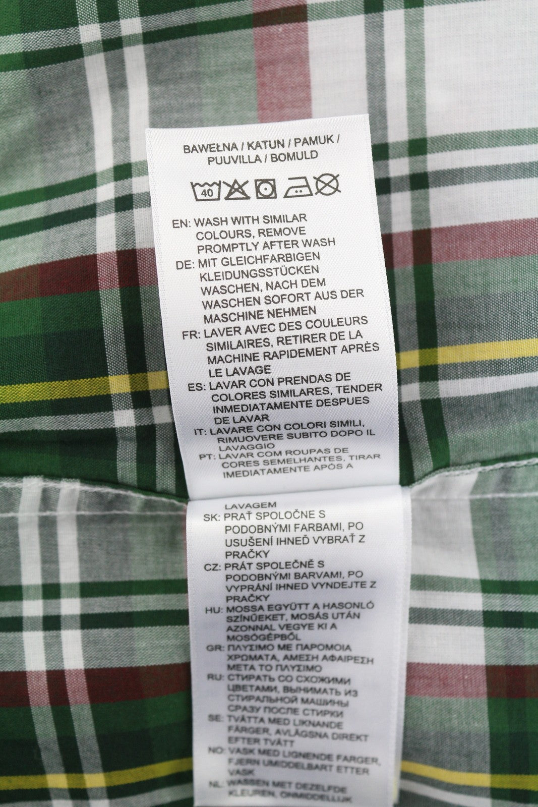 GANT Reg UT Washed Check Men Shirt XL Eden Green Button-Down Patch Pocket