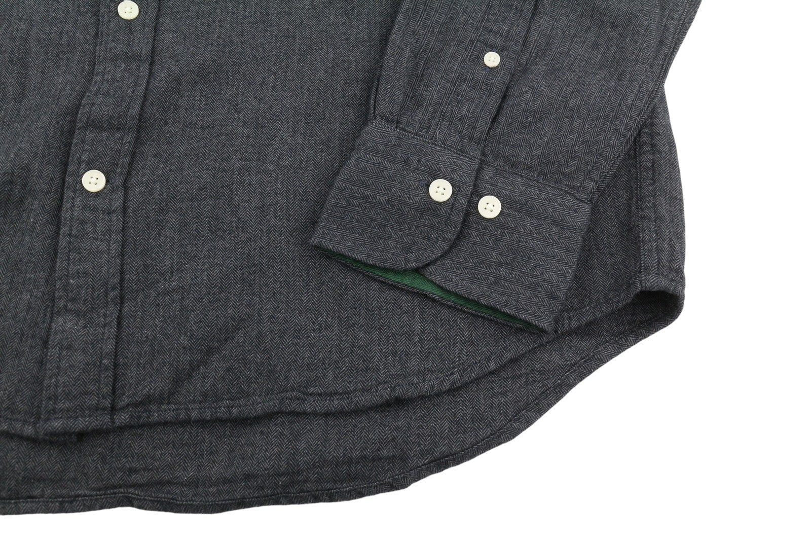 GANT Reg Herringbone Flannel BD Men Shirt L Charcoal Melange Button-Down