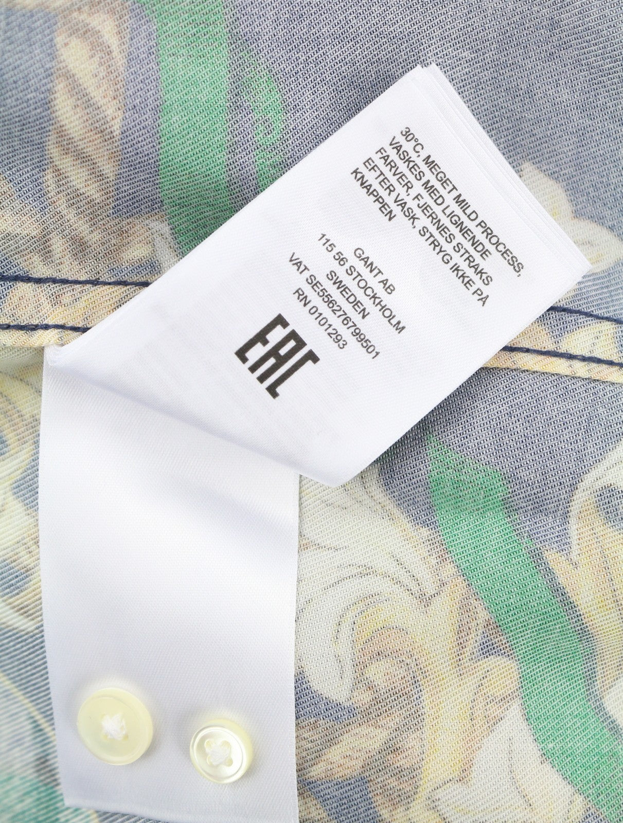 GANT Rel Chain Print Lyocell Town Men Shirt L Evening Blue Relaxed Button-Up