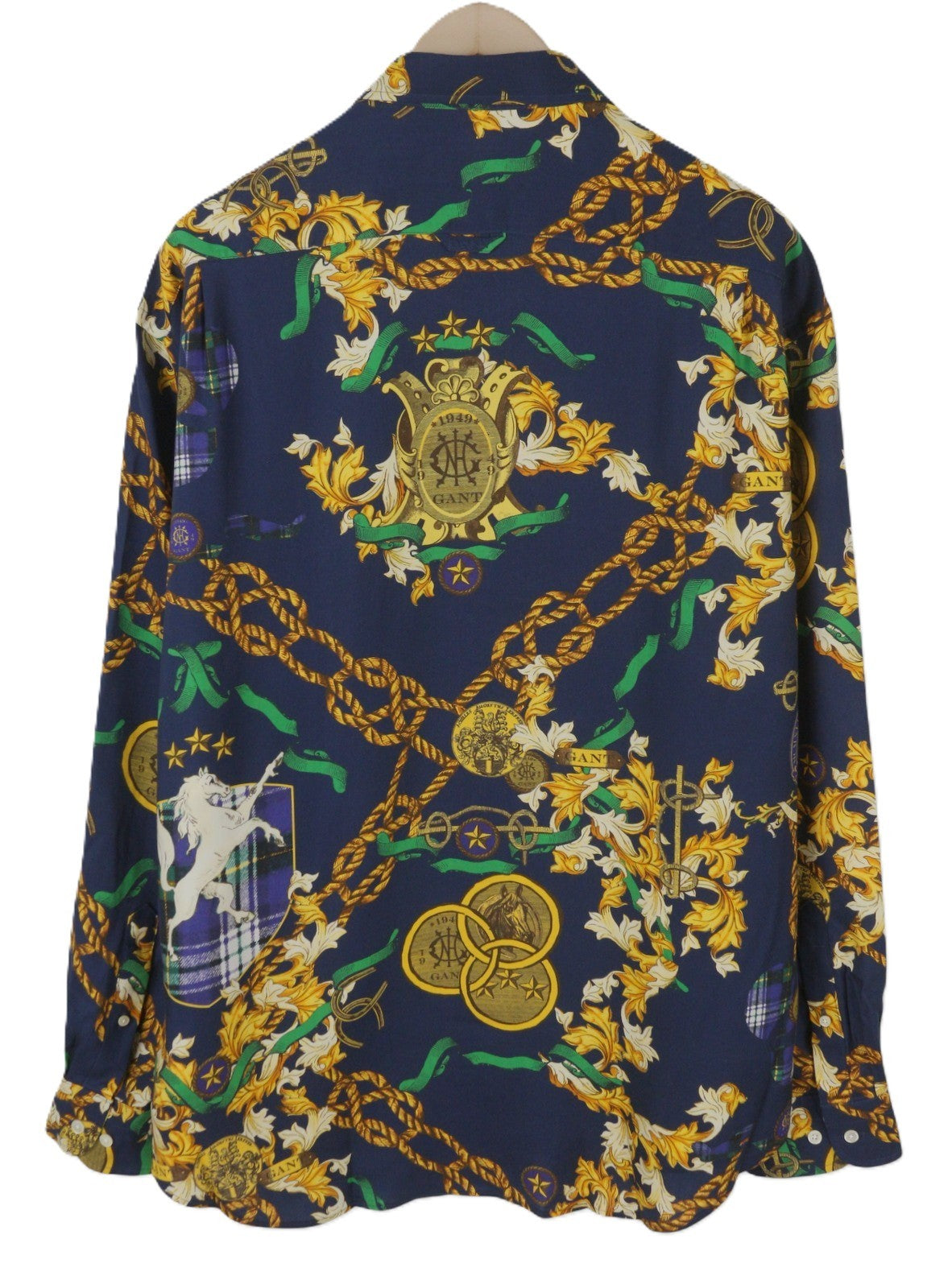 GANT Rel Chain Print Lyocell Town Men Shirt L Evening Blue Relaxed Button-Up