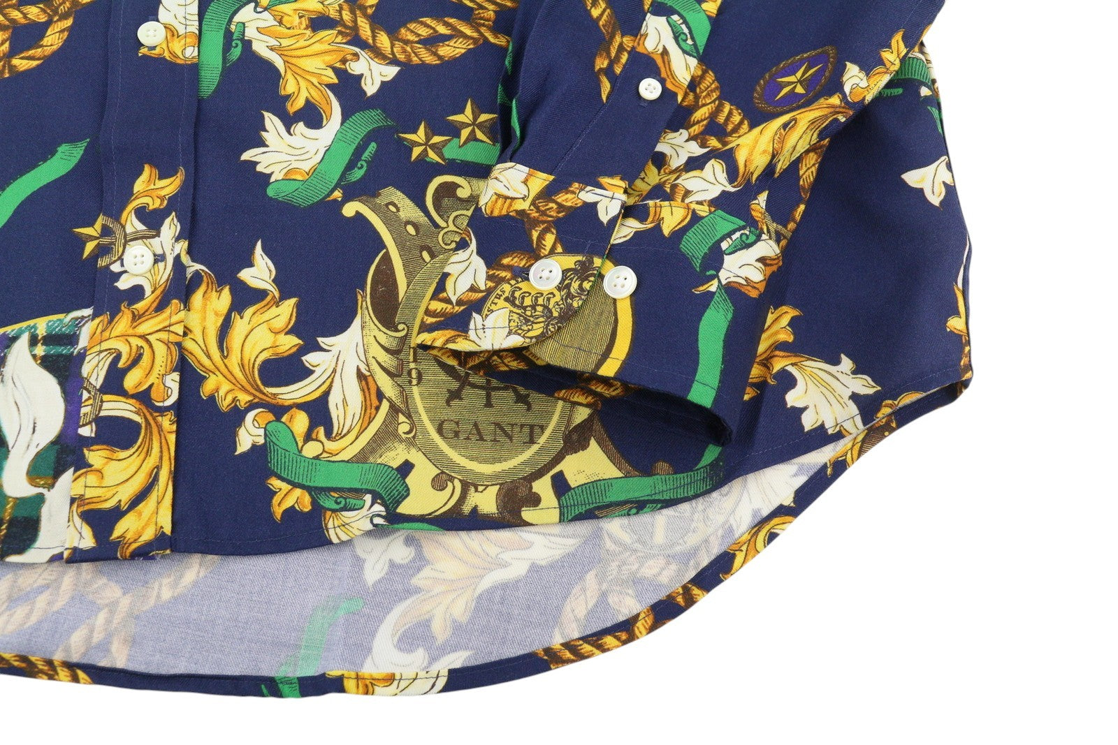 GANT Rel Chain Print Lyocell Town Men Shirt L Evening Blue Relaxed Button-Up