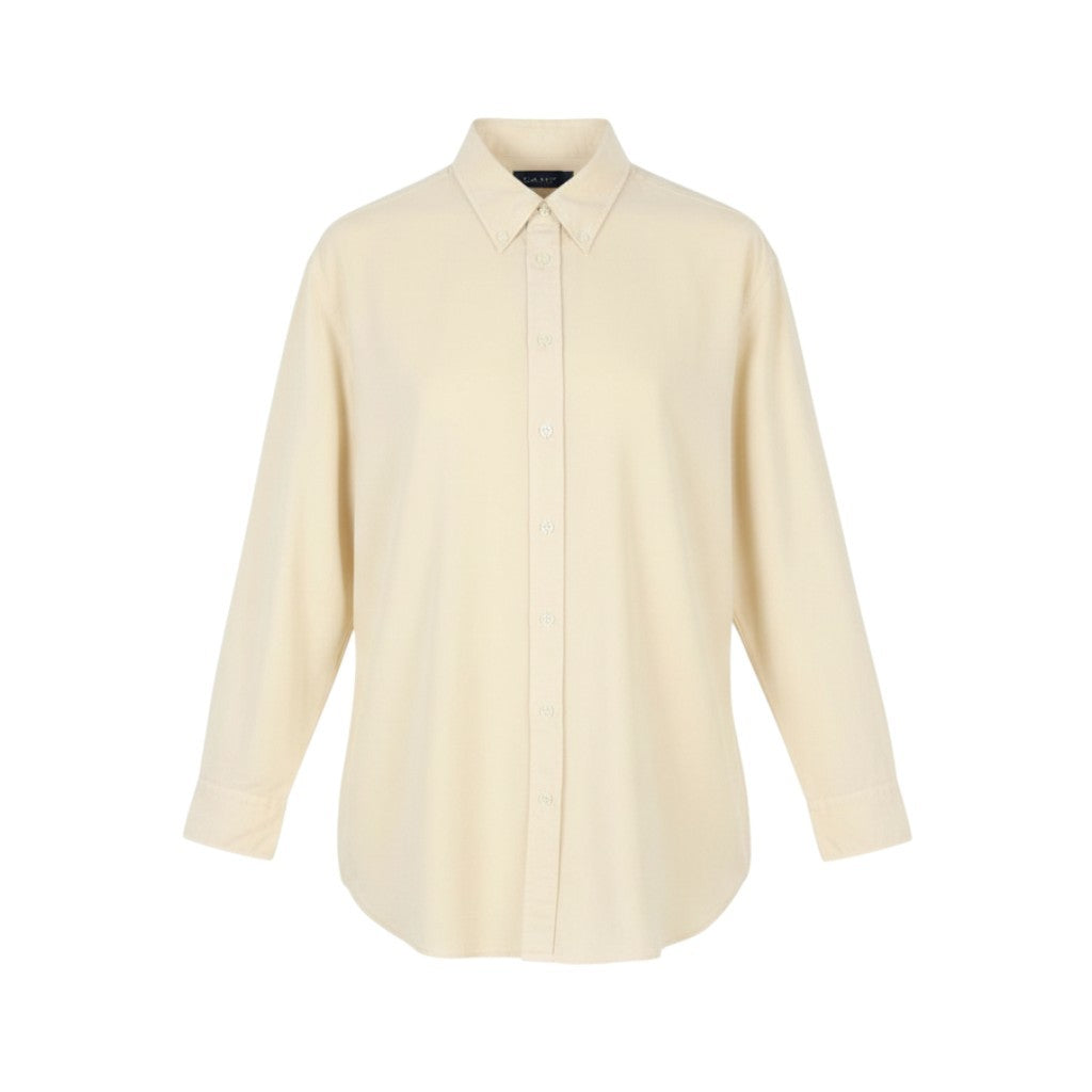 GANT PP Rel Lyocell Women Shirt EU40 Desert Beige Oversized Patch Pocket
