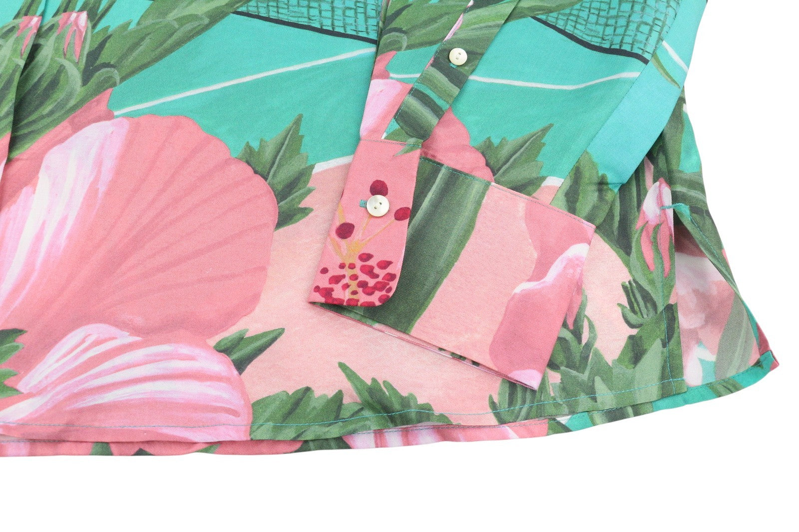 GANT Scenery Print Silk Women Shirt EU40 Geranium Pink Button-Up Spread Neck