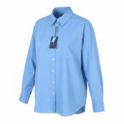 GANT Relaxed Spread Luxury Poplin Women Shirt EU46 Silver Lake Blue Patch Pocket