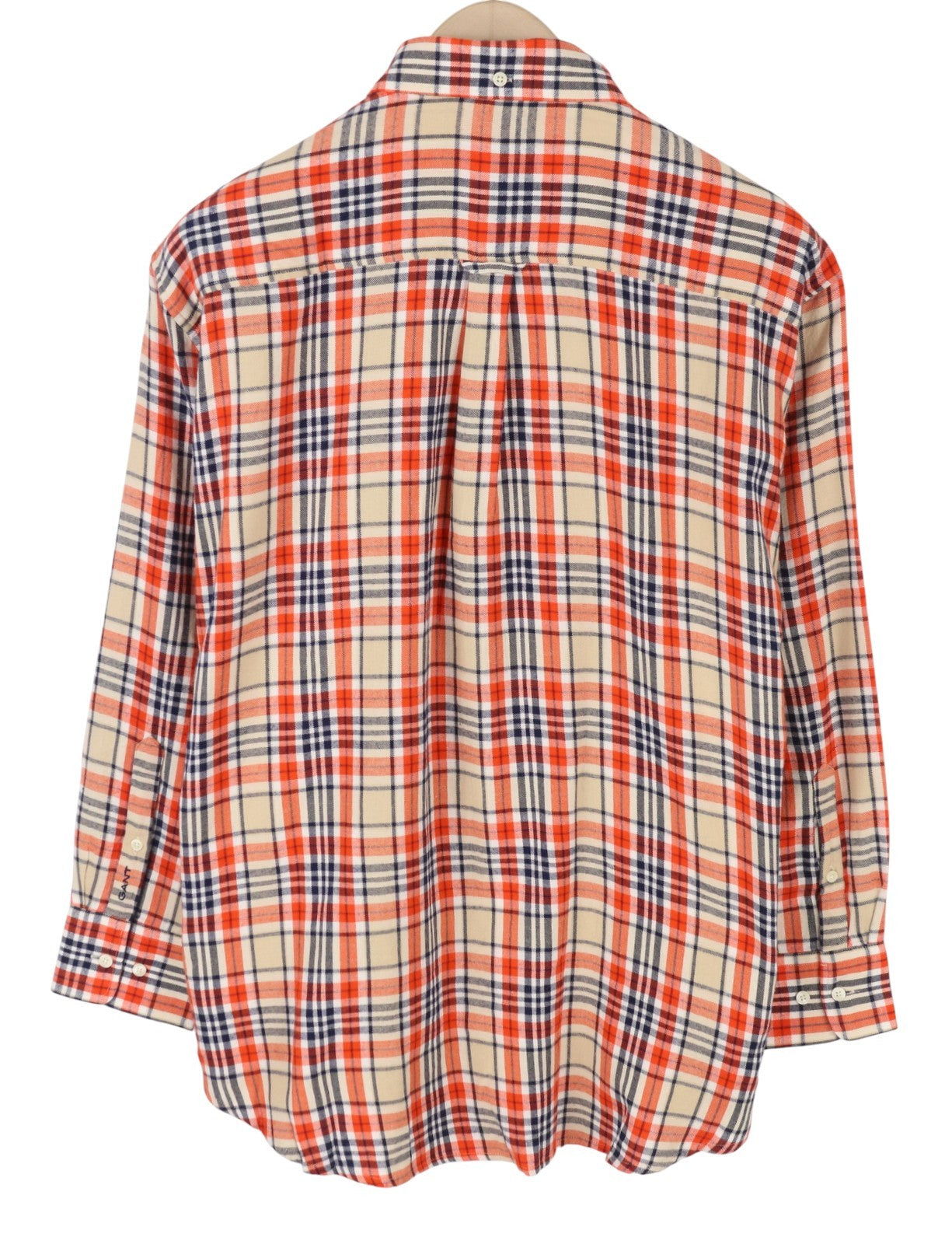 GANT Relaxed Check Flannel Women Shirt EU40 Dry Sand Button-Up Patch Pocket