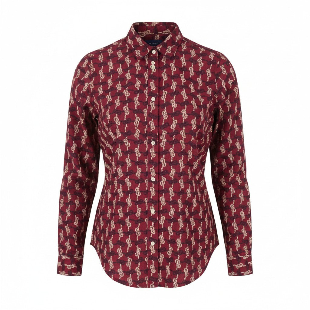 GANT Regular Knot Print Women Shirt EU38 Cabernet Red Button-Up Spread Neck