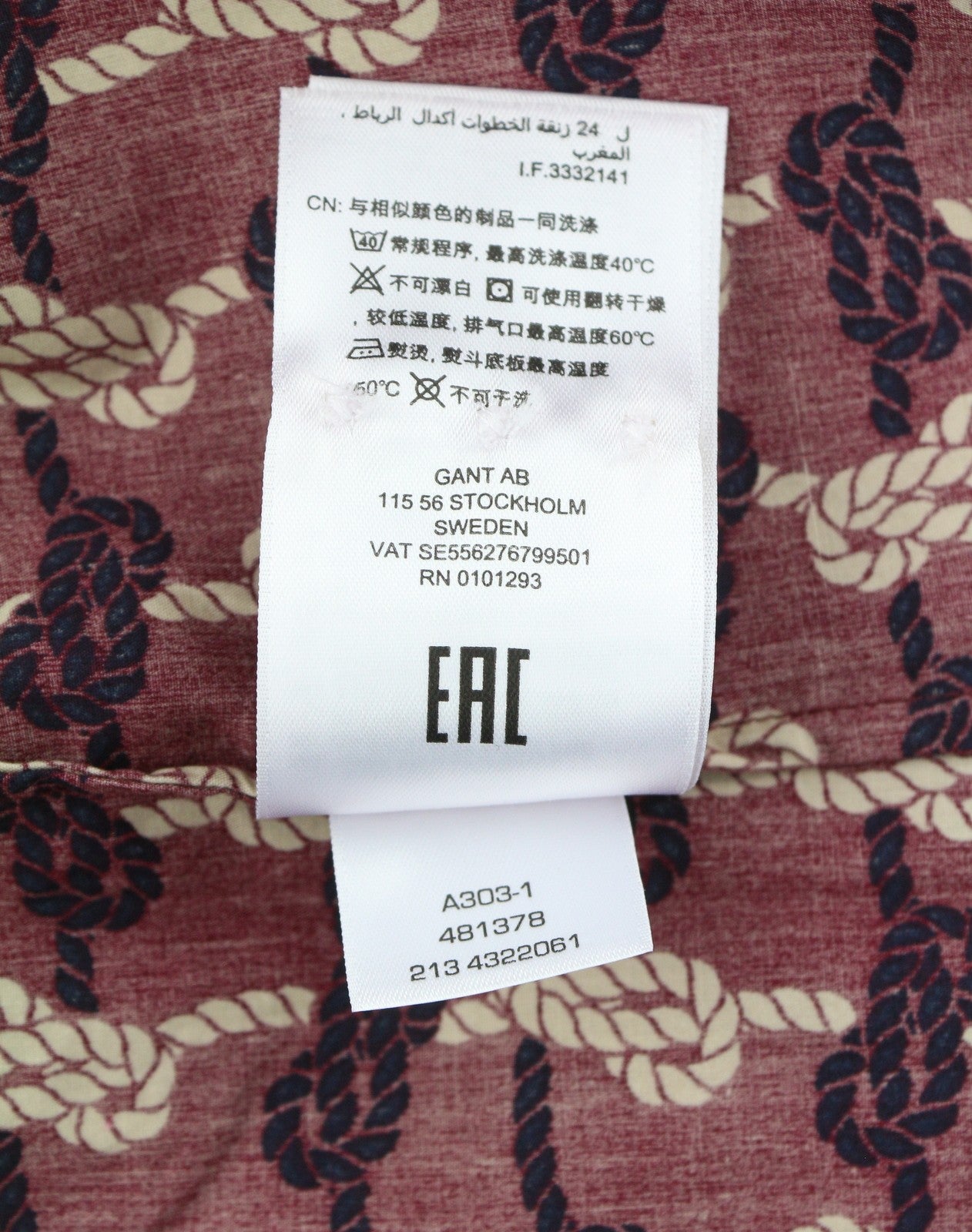 GANT Regular Knot Print Women Shirt EU38 Cabernet Red Button-Up Spread Neck