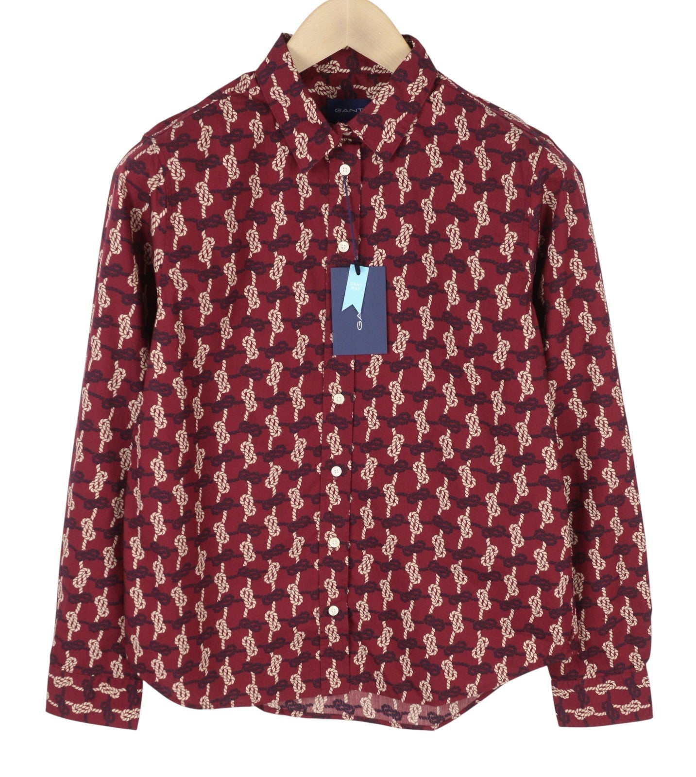 GANT Regular Knot Print Women Shirt EU38 Cabernet Red Button-Up Spread Neck