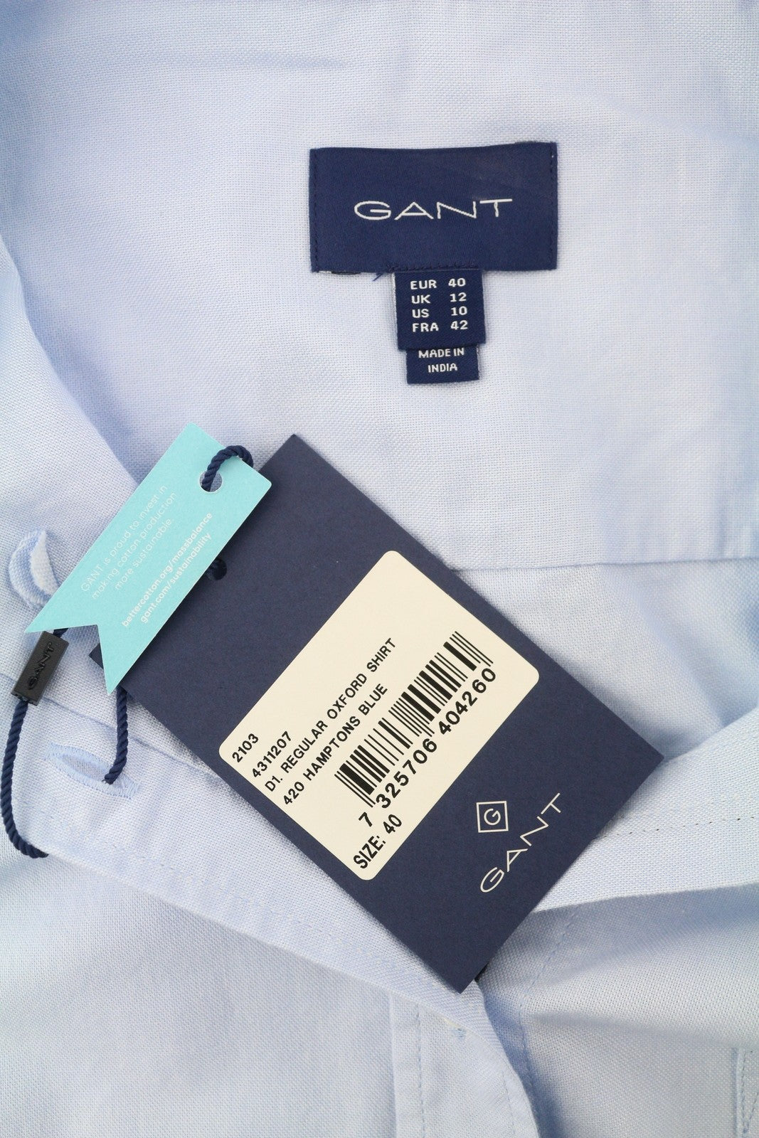 GANT Regular Oxford Women Shirt EU40 Hamptons Blue Cotton Button-Up Patch Pocket