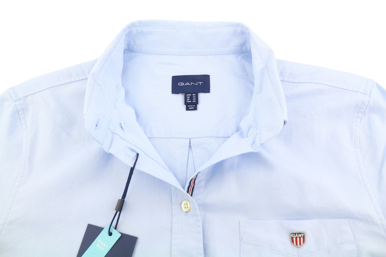 GANT Regular Oxford Women Shirt EU40 Hamptons Blue Cotton Button-Up Patch Pocket