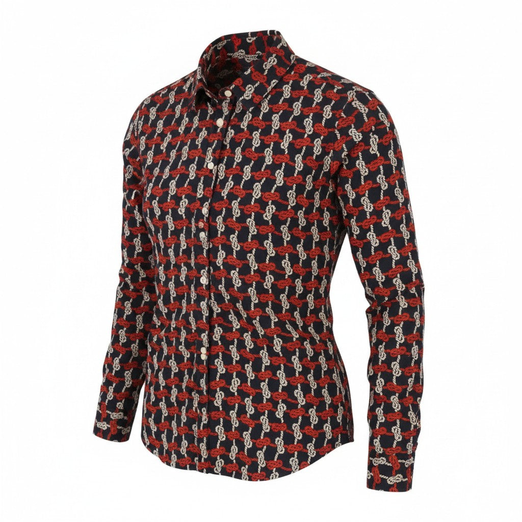 GANT Regular Knot Print Women Shirt EU38 Evening Blue Button-Up Spread Casual