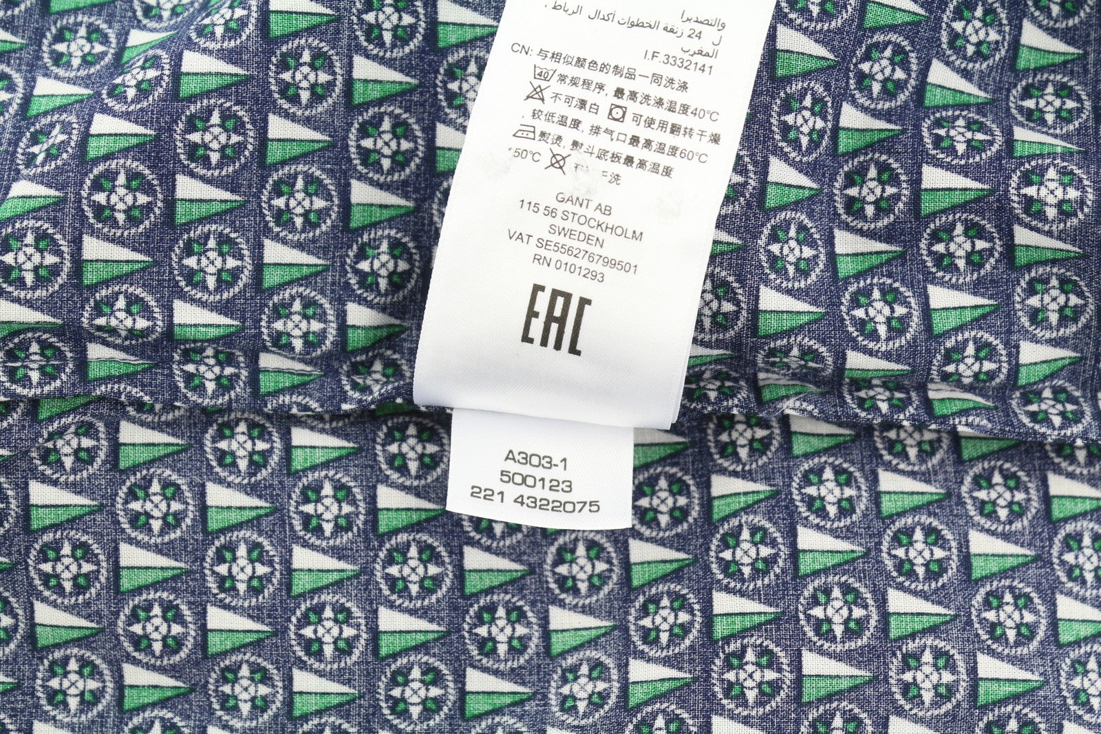 GANT Reg Geometric Women Shirt EU38 Classic Blue Button-Up Spread Casual