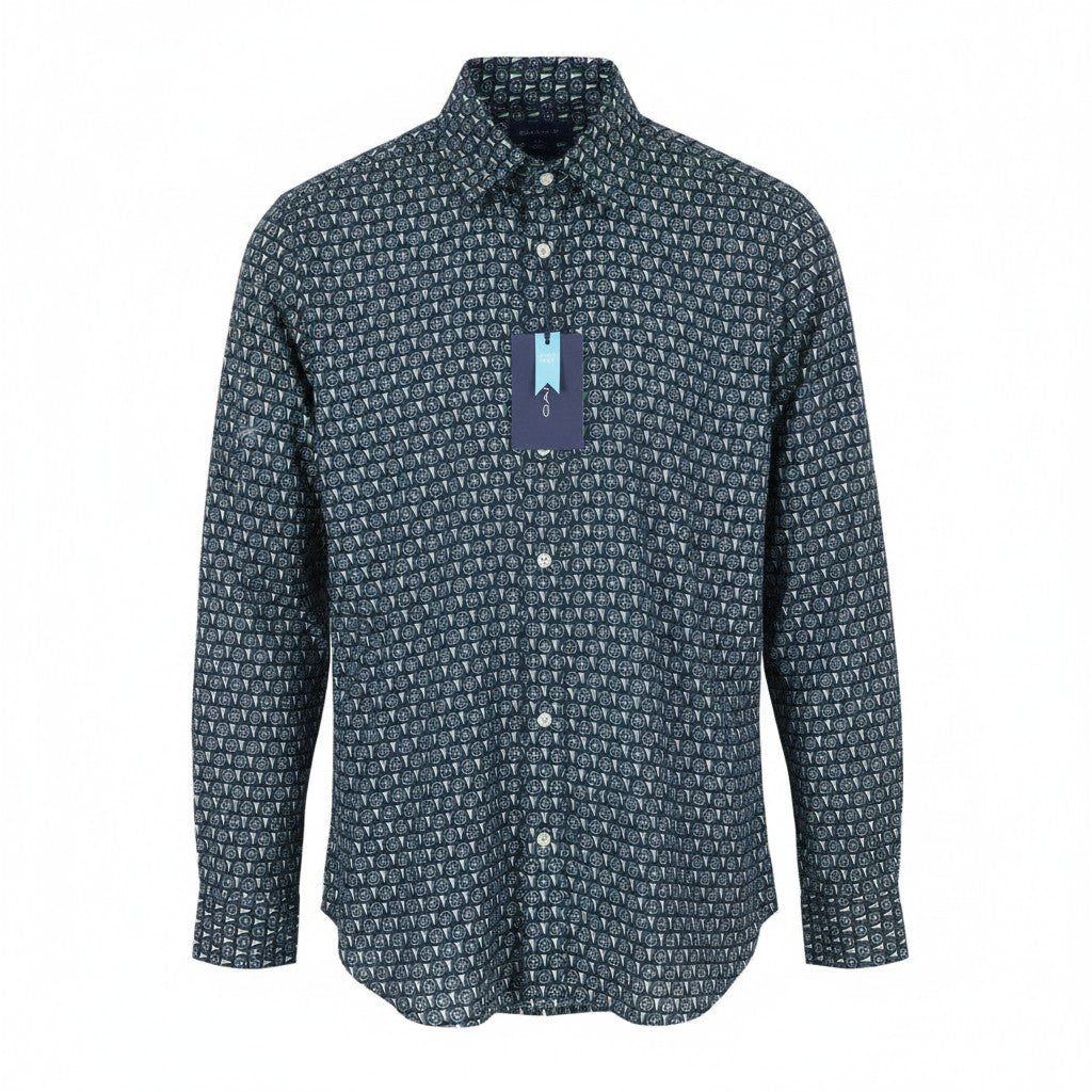 GANT Reg Geometric Women Shirt EU36 Classic Blue Button-Up Spread Casual