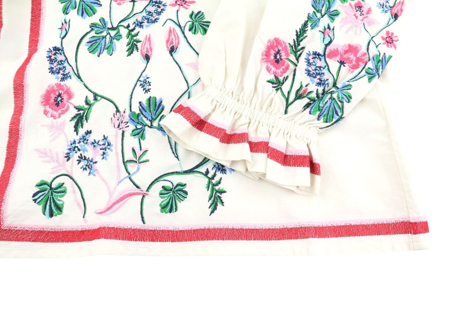 GANT Embroidered Wild Floral Women Blouse EU38 Eggshell Long Balloon Sleeves