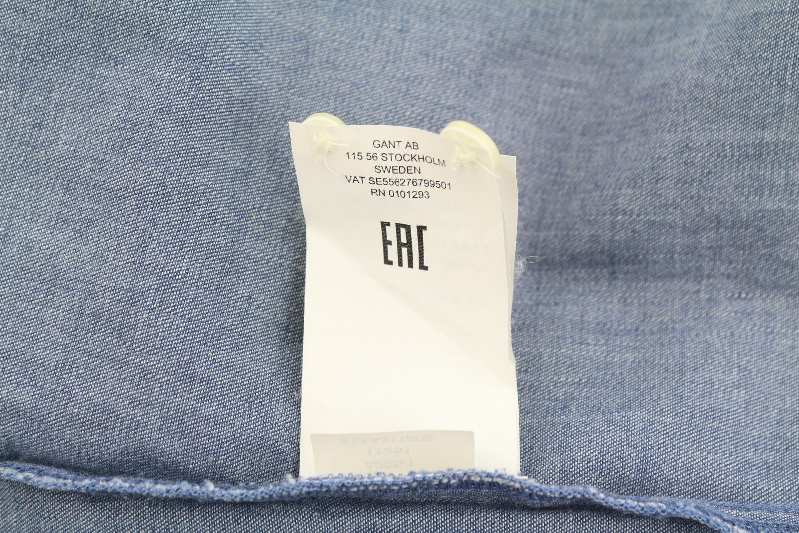 GANT Indigo Ruffle Puff Women Shirt EU34 Indigo Button-Up Spread Neck Denim Look