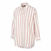 GANT OS Stripe Women Shirt EU38 Bricht Red Patch Pocket Button-Up Casual