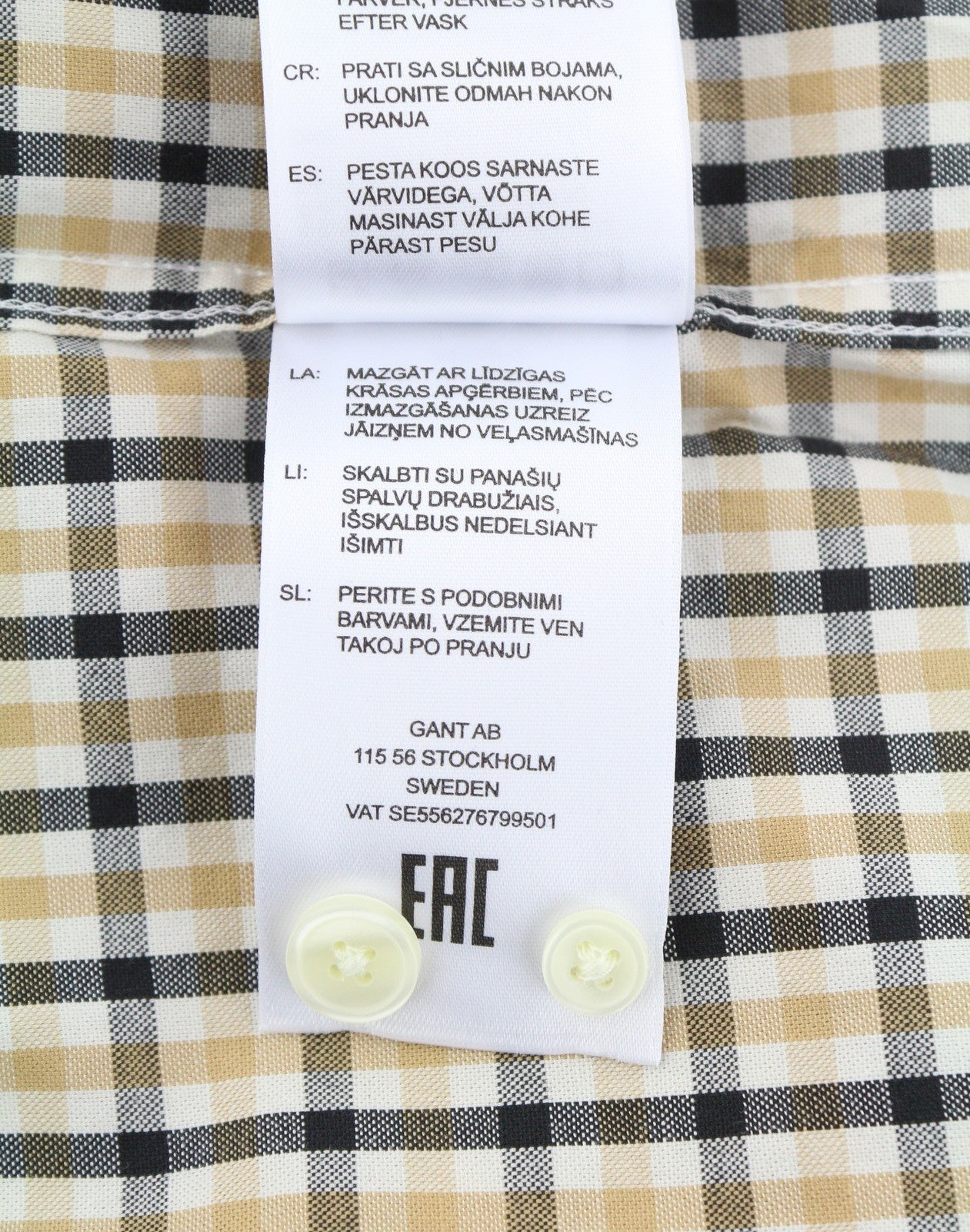 GANT OS Check Women Shirt EU38 Toffee Beige Button-Up Loose Fit Casual