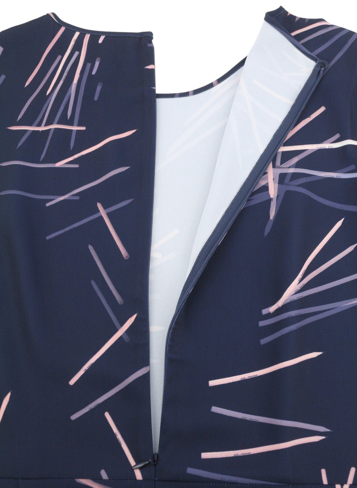 GANT Printed Pencil Women Dress EU42 Marine Round Neck Long Sleeve Knee-Length