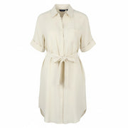 GANT Linen Chambray Shirt Women Dress EU34 Desert Beige Button-Up Knee-Length