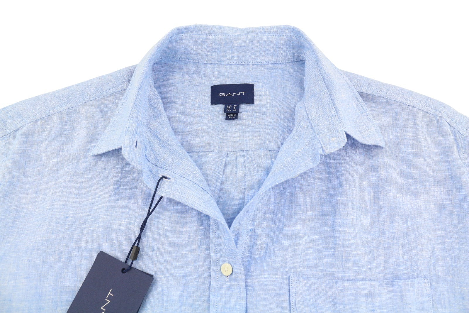 GANT Linen Chambray Shirt Women Dress EU36 Silver Lake Blue Button Knee-Length