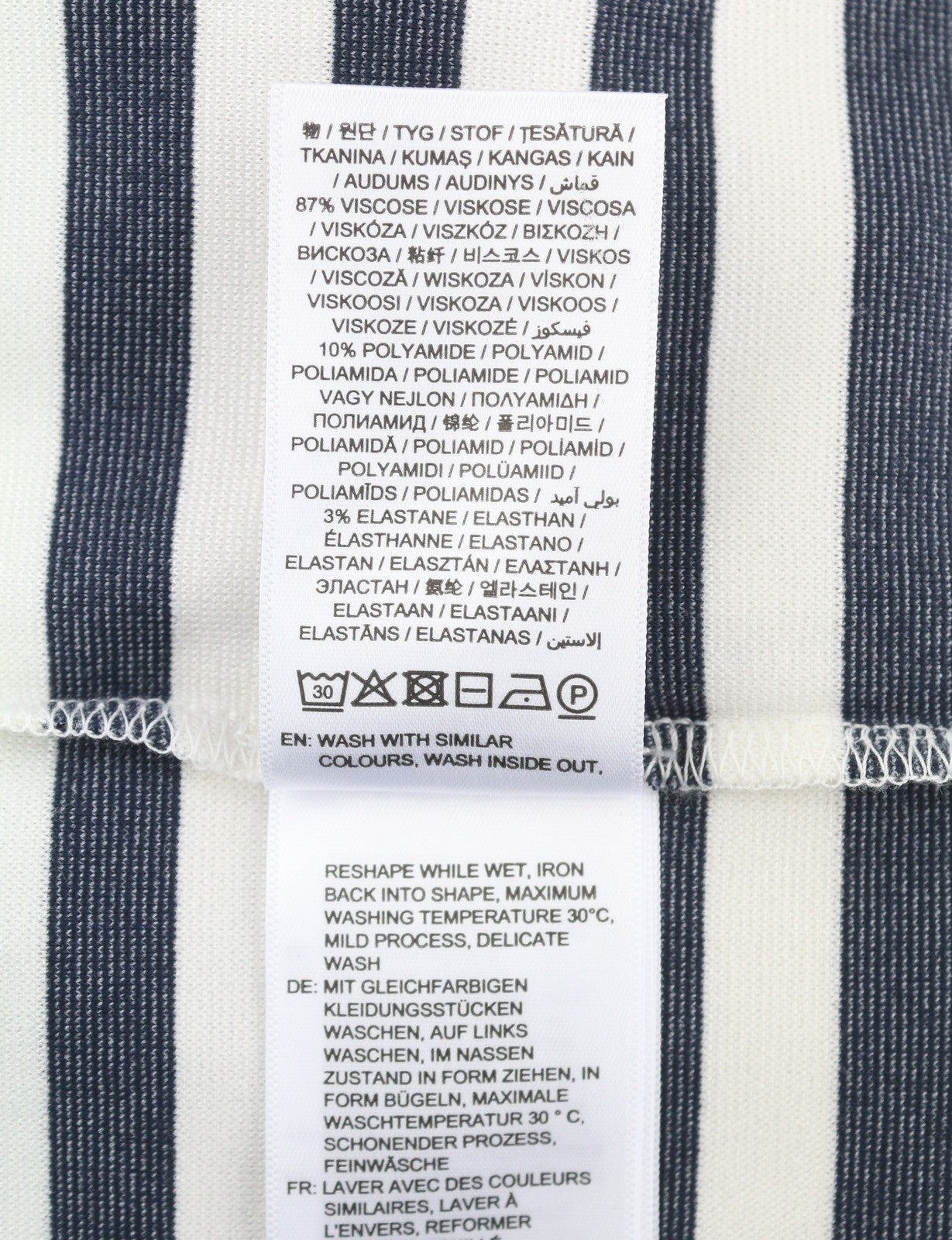 GANT Icon G Stripe Jersey Women Skirt 2XL Evening Blue Fitted Split Knee-Length