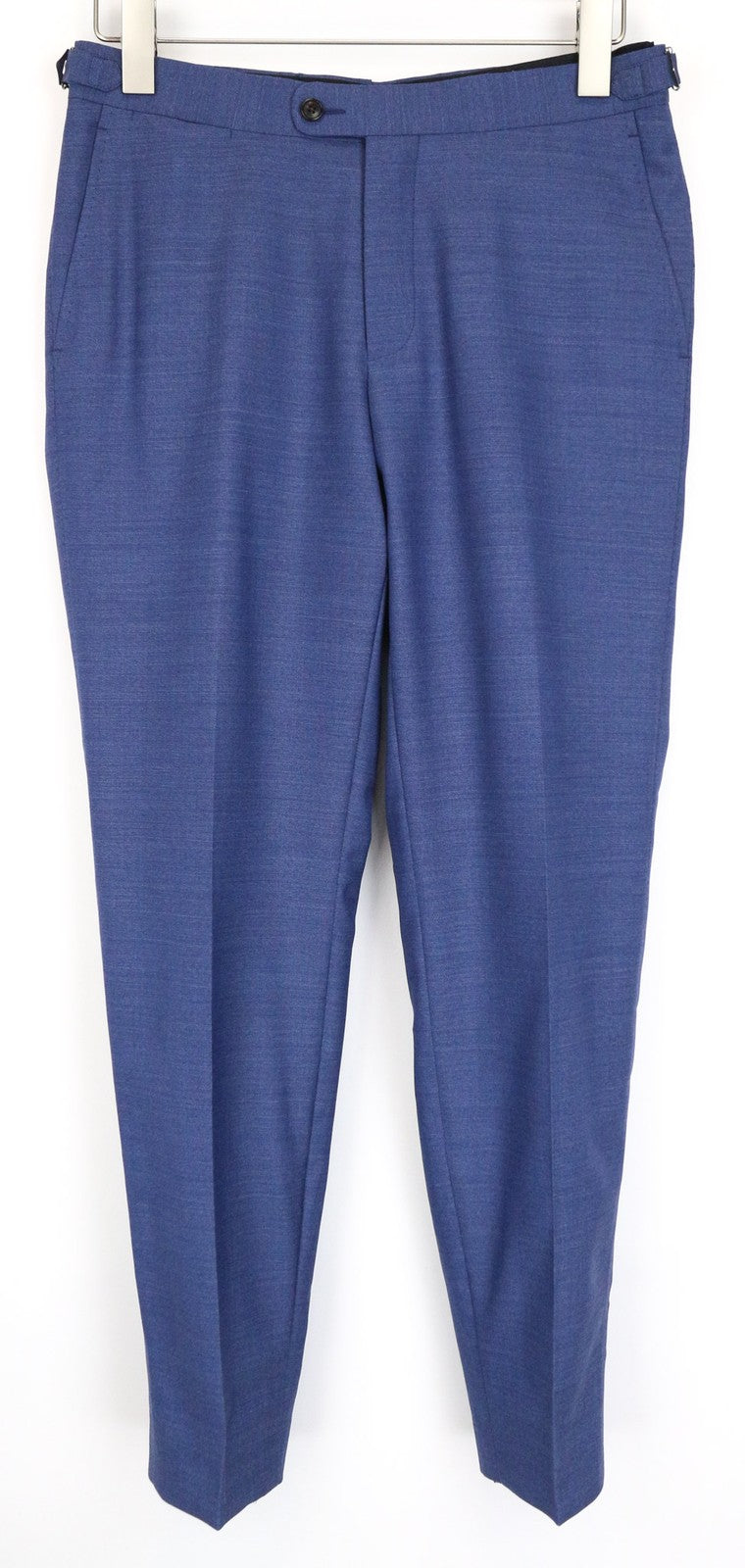 SUITSUPPLY Brescia Men's Trousers UK28S Mid Blue Slim Wool Melange Flat-Front