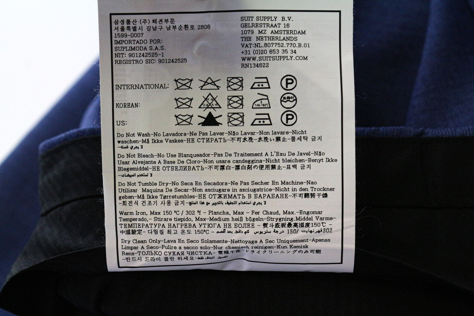 SUITSUPPLY Brescia Men's Trousers UK28S Mid Blue Slim Wool Melange Flat-Front