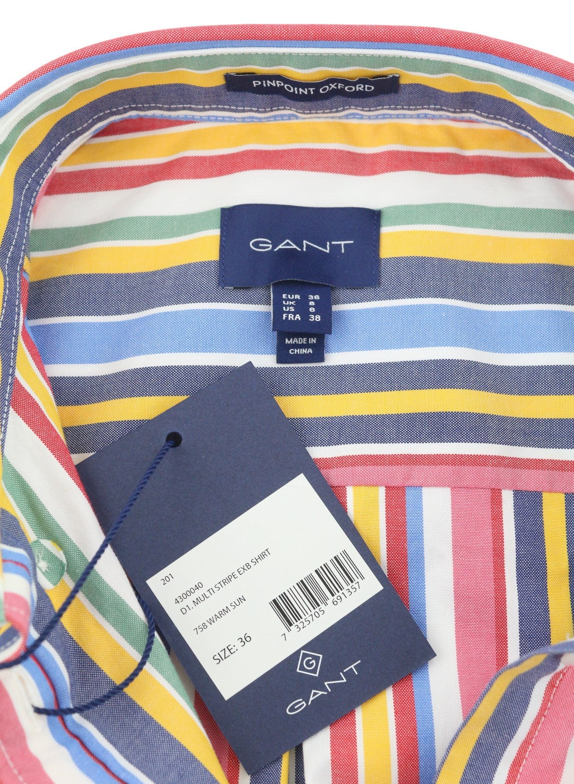 GANT Multi Stripe Exb Women Shirt EU36 Warm Sun Pinpoint Oxford Button-Up Casual