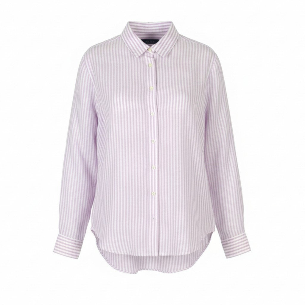 GANT Reg Linen Stripe Women Shirt EU34 Crocus Purple Button-Up Spread Neck